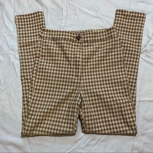 Brown Checkered Plaid Pants